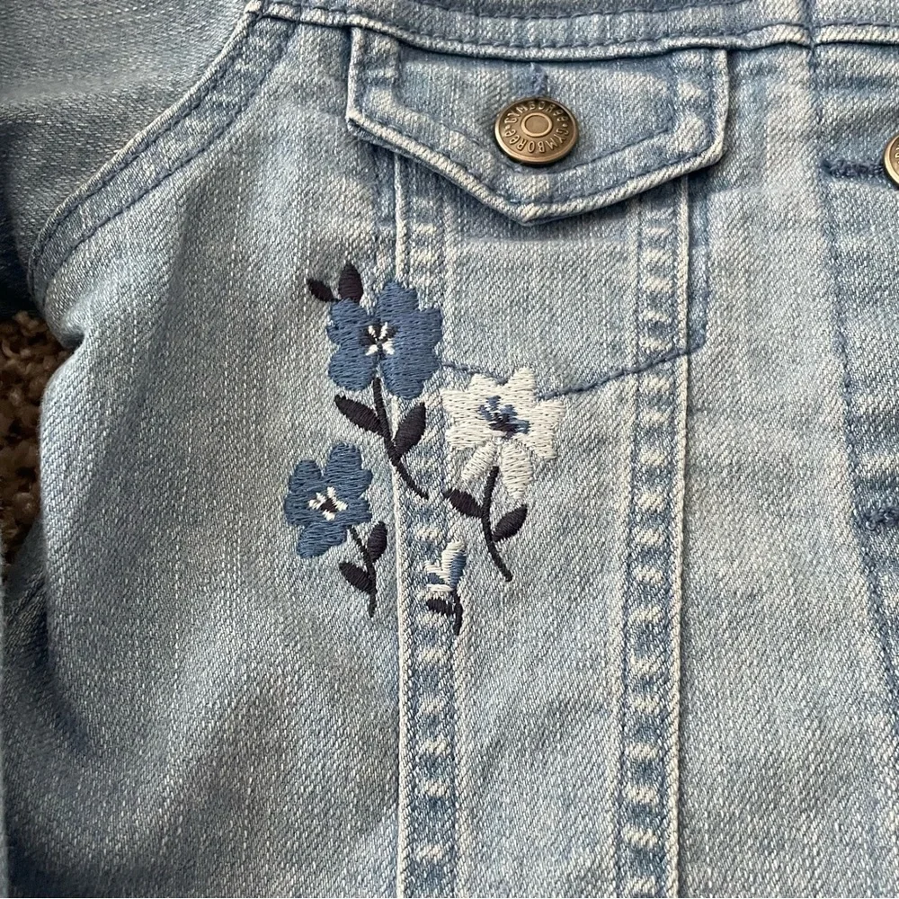 Gymboree Light Blue Denim Jacket with Floral Details